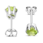 5mm Round Prong-Set Peridot Sterling Silver Stud Earrings - e444